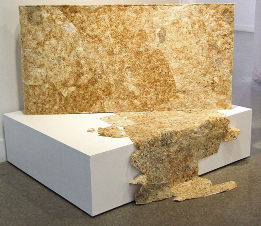 Cigarrette Piece. Cigarrette filters, paper, masking tape, wood, thread. 48 x 36 x 33